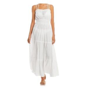 Aqua Bloomingdale's Cotton Tiered Dress Swim Cover-Up Ivory XL NWT